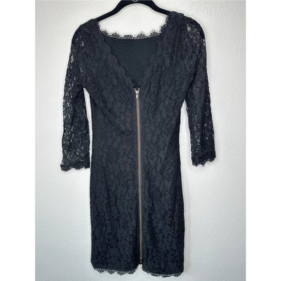 Diane von Furstenberg Black Zarita Stretch Lace Shift Dress 4 - Picture 7 of 16